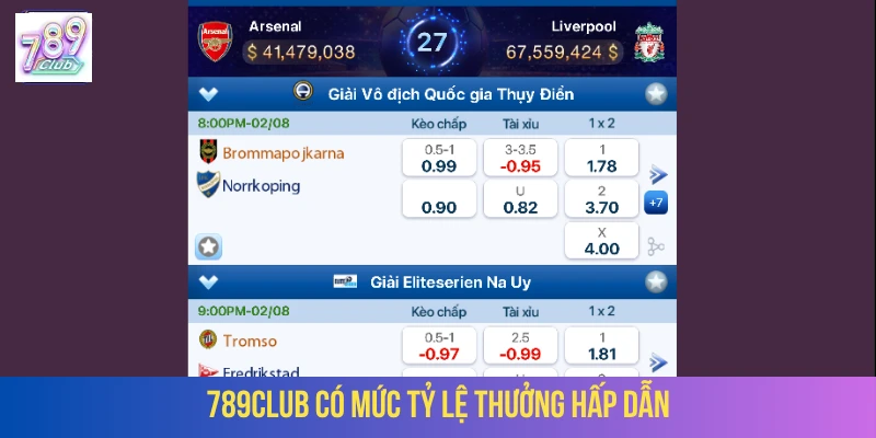 Trang 789CLUB với  tỷ lệ  trả thưởng cực hấp dẫn